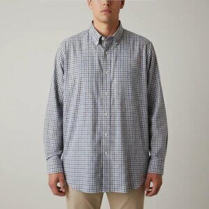 Cremieux Men's Blue White Cotton Gingham Button-Down Long Sleeve Shirt Sz Large